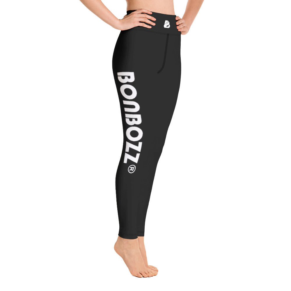 Schwarze Yoga-Leggings N°13 mit Logo, dehnbar und bequem, ideal für das Workout.