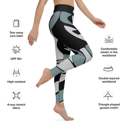 Woman wearing Yoga-Leggings N°36, featuring high-waisted design and 4-way stretch fabric with comfortable waistband for yoga practice.