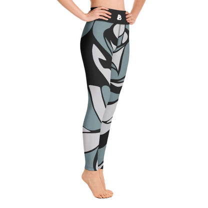Yoga-Leggings N°36 featuring soft, stretchy fabric with abstract design, shown on a model with a high-rise waistband for comfort.
