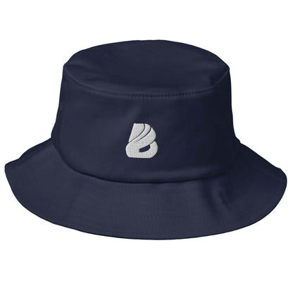 Old School-Fischerhut N°0 in navy blue with logo, vintage 80s 90s style, 98% cotton, perfect for fishing and hiking. One size fits all.
