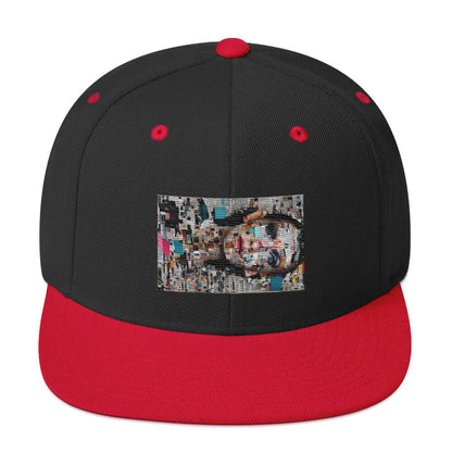 Snapback-Cap N°6 with black and red color and unique graphic design