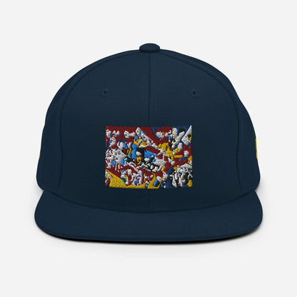 Snapback-Cap N°4 with embroidered pattern, classic fit, flat brim, adjustable snap closure, ideal for style and comfort.
