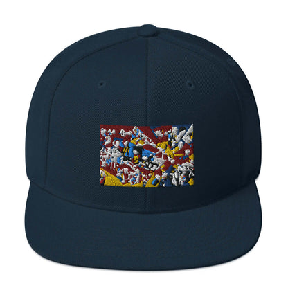 Snapback-Cap N°4 with colorful illustrated panel, classic fit, flat brim, and adjustable snap closure, ideal for style and comfort.