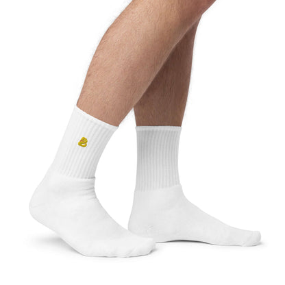 Bestickte Socken N°0 in Weiß mit Markenlogo, komfortabel und qualitativ hochwertig, hergestellt in den USA; ideal für modische Outfits.