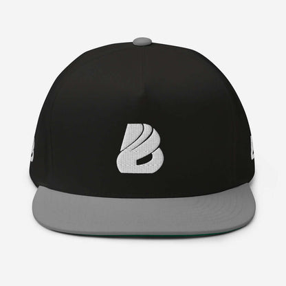 Black Flat Bill-Cap N°0 with green under visor and snapback closure, made from 100% cotton cord, high-profile structured design.