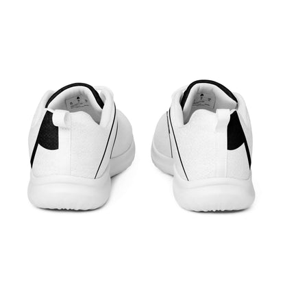 Herren-Turnschuhe N°0 viewed from the back showcasing white Flyknit material and EVA rubber outsole for comfort and stability.