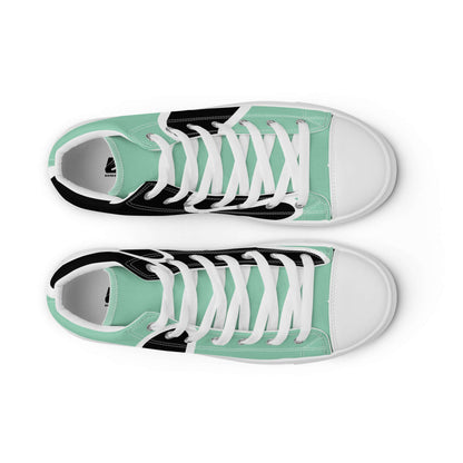 High-Top Leinenschuhe für Herren N°1 in mintgrün mit weißen Schnürsenkeln und schwarzem Detail, trendy Herrenschuhe
