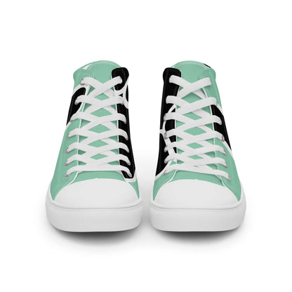 High-Top Leinenschuhe für Herren N°1, handgefertigte grün-schwarze Leinenschuhe mit weißen Schnürsenkeln, trendiges Design