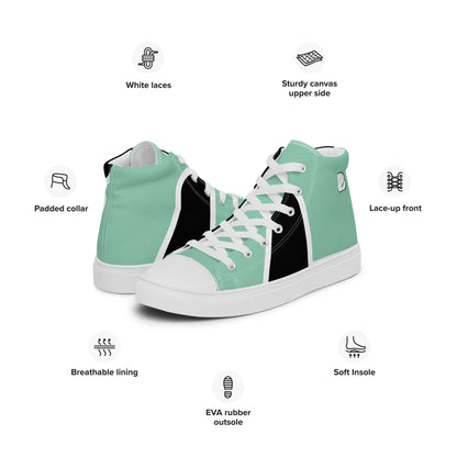 High-Top Leinenschuhe für Herren N°1 in mintgrün mit weißen Schnürsenkeln, gepolstertem Kragen und EVA-Gummisohle, trendiges Design.