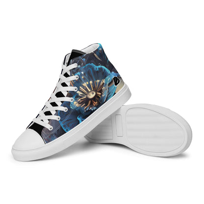 High-Top Leinenschuhe für Herren N°2 with floral design, breathable lining, and white laces.