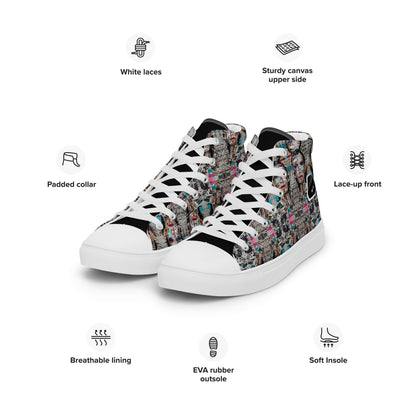 High-Top Leinenschuhe für Herren N°0, handgefertigt, trendiges Design, EVA-Gummisohle, weiße Schnürsenkel, gepolsterter Kragen