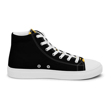 High-Top Leinenschuhe für Herren N°3, black canvas sneaker with white laces and rubber sole