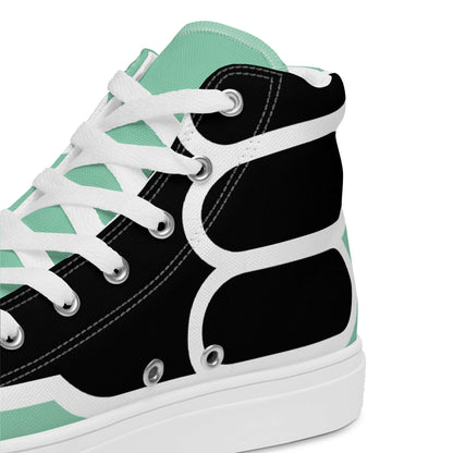Stylish High-Top Leinenschuhe für Herren N°1 with white laces and black and green design, featuring EVA sole and leather-like toecap.