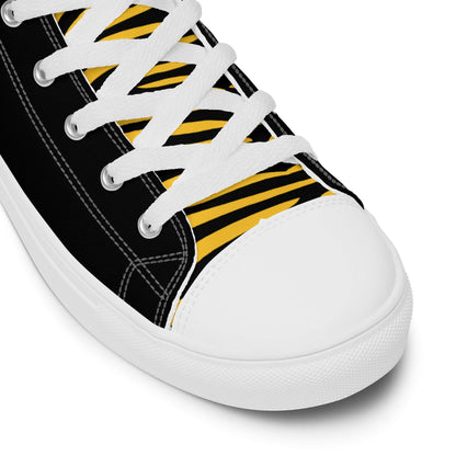 High-Top Leinenschuhe für Herren N°3 with yellow and black design, white laces, rubber sole, and padded collar.