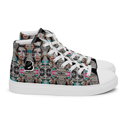 High-Top Leinenschuhe für Herren N°0 with artistic design, breathable lining, white laces, and EVA sole. Trendy footwear, perfect for outfits.