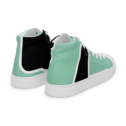 High-Top Leinenschuhe für Herren N°1 in Mintgrün und Schwarz, handgefertigt, atmungsaktiv, mit gepolstertem Kragen und EVA-Sohle.