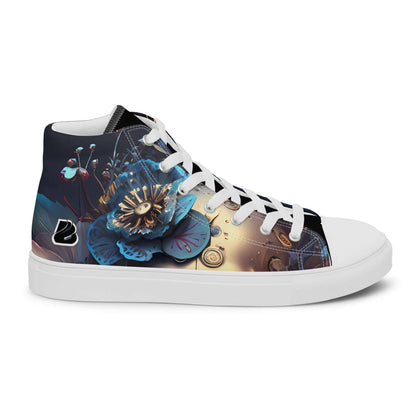 Stylish High-Top Leinenschuhe für Herren N°2 with floral design, 100% polyester, EVA sole, breathable lining, and padded collar.