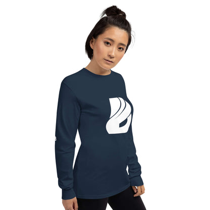 Unisex-Langarmshirt N°0 in navy with ribbed cuffs, comfortable classic fit, ideal for cool weather.