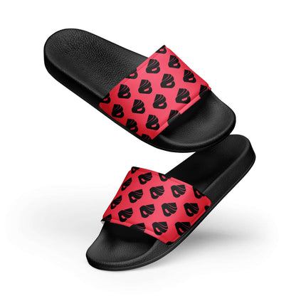 Herren-Schlappen N°2 in Schwarz und Rot mit gepolstertem Riemen und strukturiertem Fußbett, perfekte Sommer-Sandalen für Herren