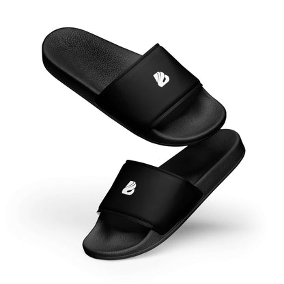 Herren-Schlappen N°1, black sandals with padded straps and textured footbeds, perfect for summer outfits and outdoor activities.