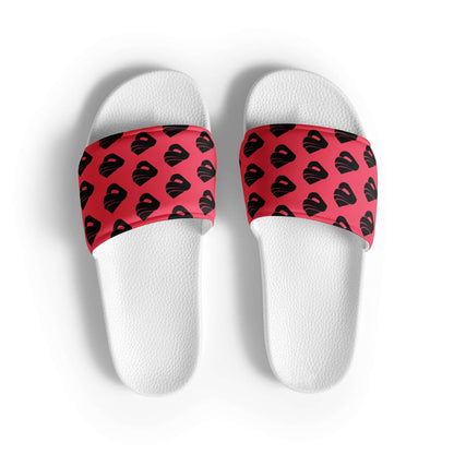 Herren-Schlappen N°2 with red and black patterned strap, featuring a cushioned upper and textured footbed for summer comfort.