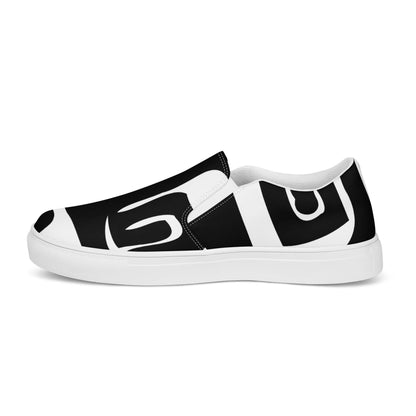 Herren-Canvas-Slipper N°0 in black and white with removable soft insoles and EVA rubber outsoles for comfort and style.