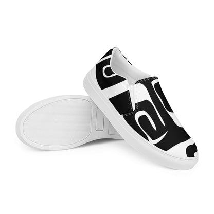 Herren-Canvas-Slipper N°0, schwarz-weißes Design, komfortabel, herausnehmbare Einlegesohlen, EVA-Gummisohle