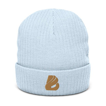 Gerippte Strickmütze N°0, hellblau, geripptes Design, warm und stylisch, Beanie mit Bündchen, vielseitig passend für alle Kopfgrößen.
