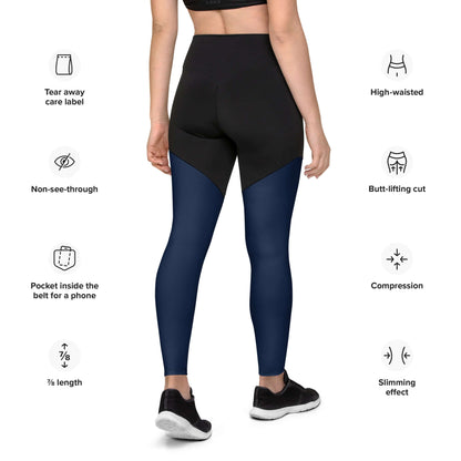 Back view of Sport-Leggings N°1 highlighting features like high-waisted cut, butt-lifting design, and compression fabric.
