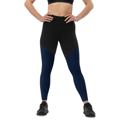 Person wearing Sport-Leggings N°1 in black and blue, ideal for active lifestyle and workouts.