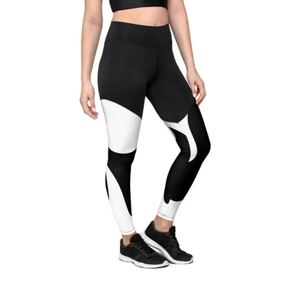 Alt Tag: Sport-Leggings N°0 in black and white design for active lifestyle