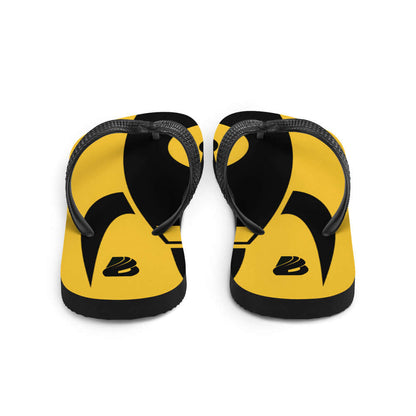Flip-Flops N°6 with black and yellow design and comfortable rubber sole for summer adventures
