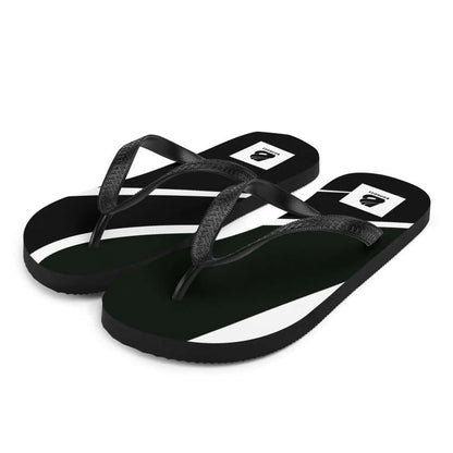 Stylish Flip-Flops N°0 with black and white design, featuring a comfortable rubber sole and Y-shaped straps, perfect for summer adventures.