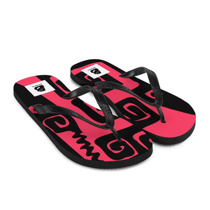 Flip-Flops N°7 in pink and black design with rubber sole and comfortable straps for summer adventures.