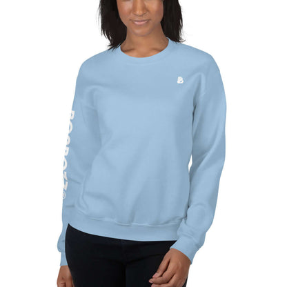 Unisex-Pullover N°13 in light blue, perfect for warmth and durability during cold months.