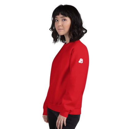 Unisex-Pullover N°5 in red, featuring a classic fit and soft, air-jet spun yarn for warmth and comfort in cold months.