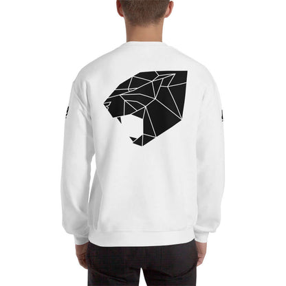 Unisex-Pullover N°0 mit geometrischem Löwenmotiv auf der Rückseite, strapazierfähig und warm für kühle Monate, aus Baumwolle und Polyester.