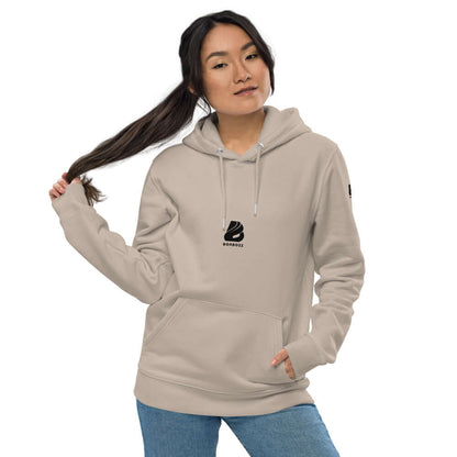 Umweltfreundlicher Unisex-Kapuzenpullover N°0 aus organischer Baumwolle und recyceltem Polyester, bequeme reguläre Passform.