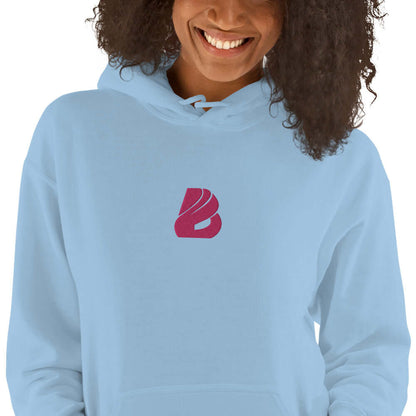 "Unisex-Kapuzenpullover N°44 in light blue, featuring soft fabric and cozy design, perfect for cool evenings."