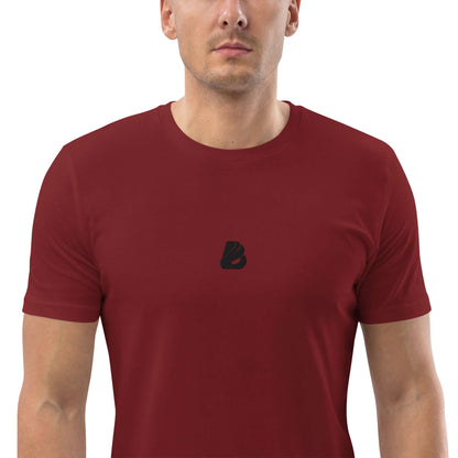 Unisex-Bio-Baumwoll-T-Shirt N°0 in red, made from 100% organic cotton, featuring a medium-fit design with a ribbed collar and double-stitched hems.