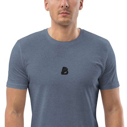 Unisex-Bio-Baumwoll-T-Shirt N°0 aus organischer Baumwolle, umweltfreundlich, medium-fit, graues Shirt mit Logo, bequemes Design.