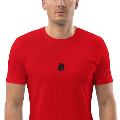 Unisex-Bio-Baumwoll-T-Shirt N°0 in vibrant red, made from 100% organic cotton, featuring a comfortable medium-fit design.