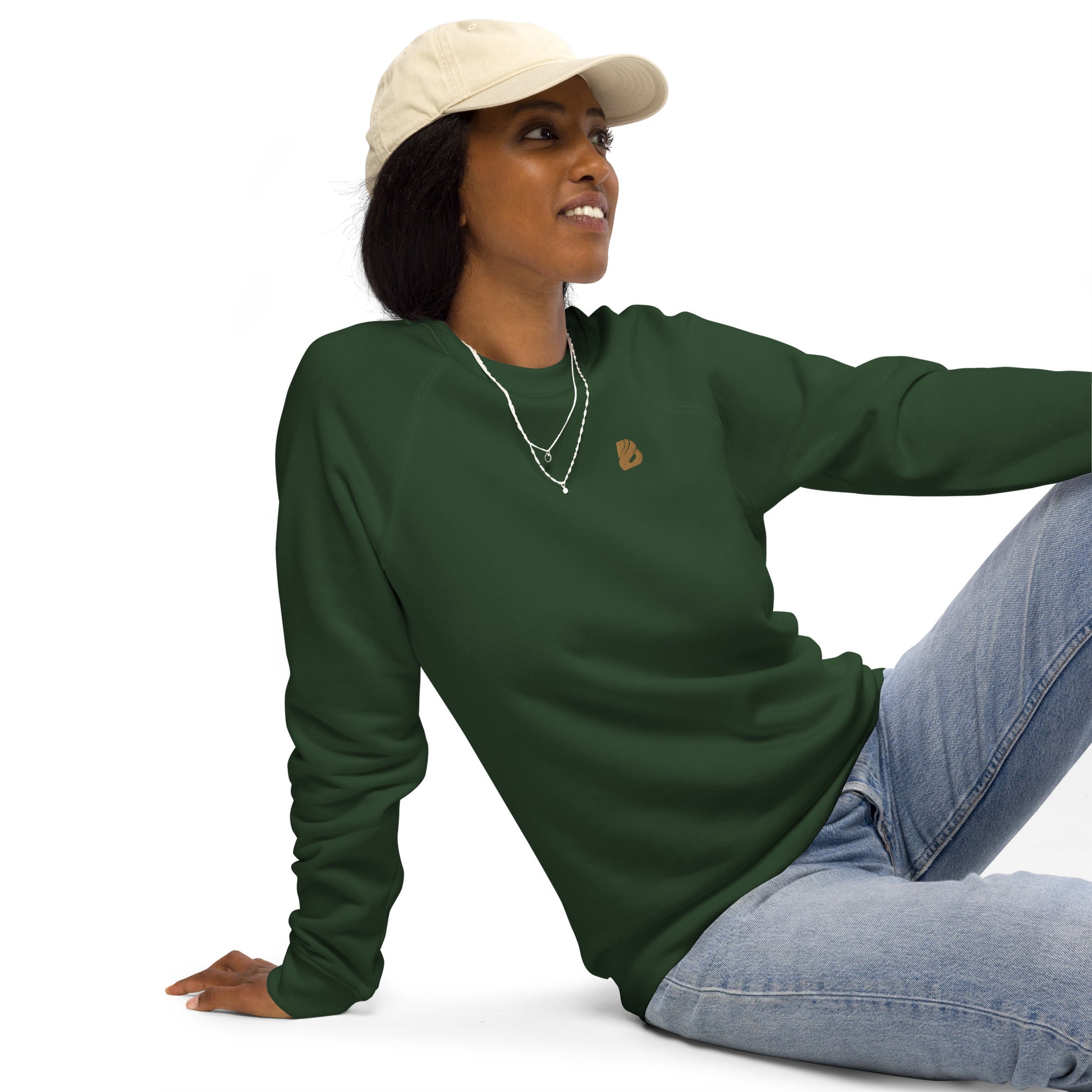 Unisex Bio-Raglan-Pullover  BONBOZZ Bottle green XS 