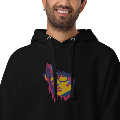 Unisex-Kapuzenpullover N°39 with colorful graphic design, featuring comfortable kangaroo pocket and soft hood, perfect for cool evenings.