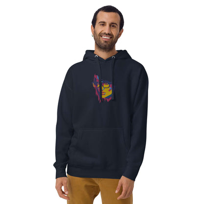 Unisex-Kapuzenpullover N°39 mit auffälligem Design, praktisch für kühle Abende, bequeme Känguru-Tasche, aus Baumwolle und Polyester.