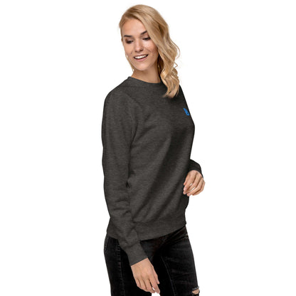 Unisex-Premium-Pullover N°0 in charcoal, featuring ribbed crew neck, cuffed sleeves, and soft fleece interior for a modern streetwear look.