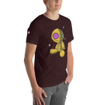 Model wearing Kurzärmeliges Unisex-T-Shirt N°3 with unique graphic design, showcasing soft, lightweight fabric for style and comfort.