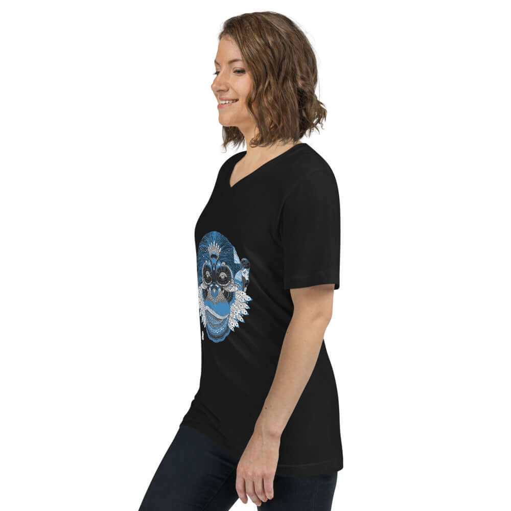 Kurzärmeliges Unisex-T-Shirt mit V-Ausschnitt N°0