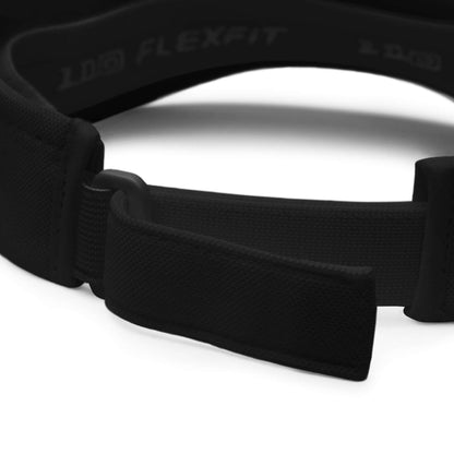 Close-up of Visor N°0 with adjustable Velcro strap showing Flexfit lining.