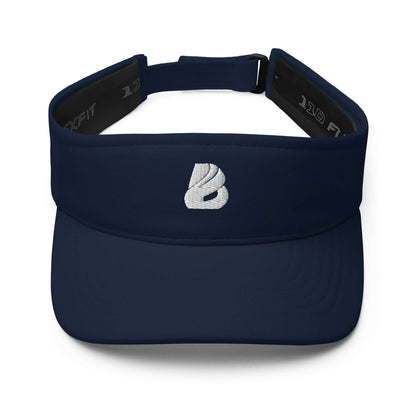 Visor N°0 navy blue visor with embroidered logo, moisture-wicking fabric, adjustable Velcro closure, perfect for sun protection.